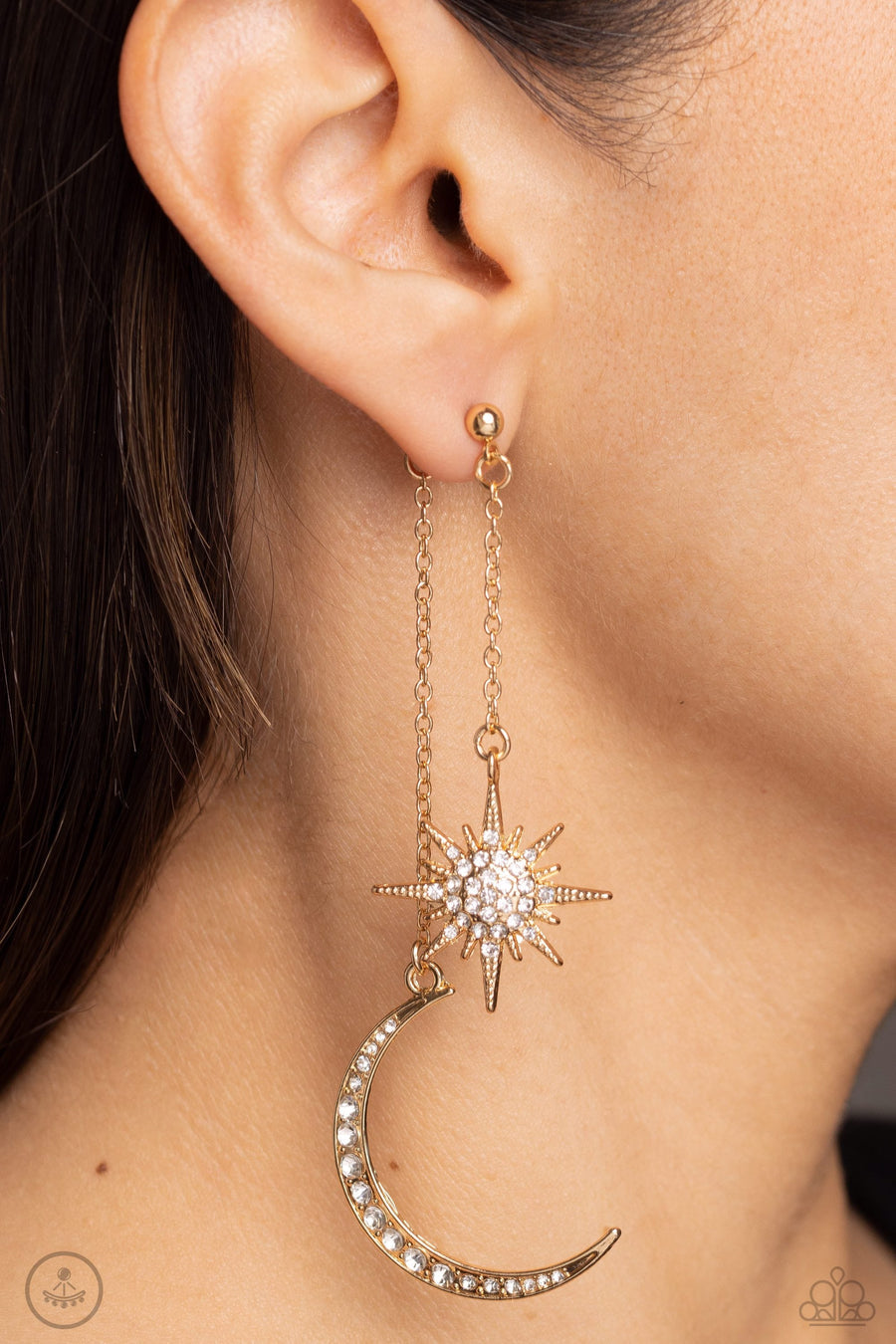 STELLAR SHOWSTOPPER - GOLD MOON AND STAR JACKET EARRINGS