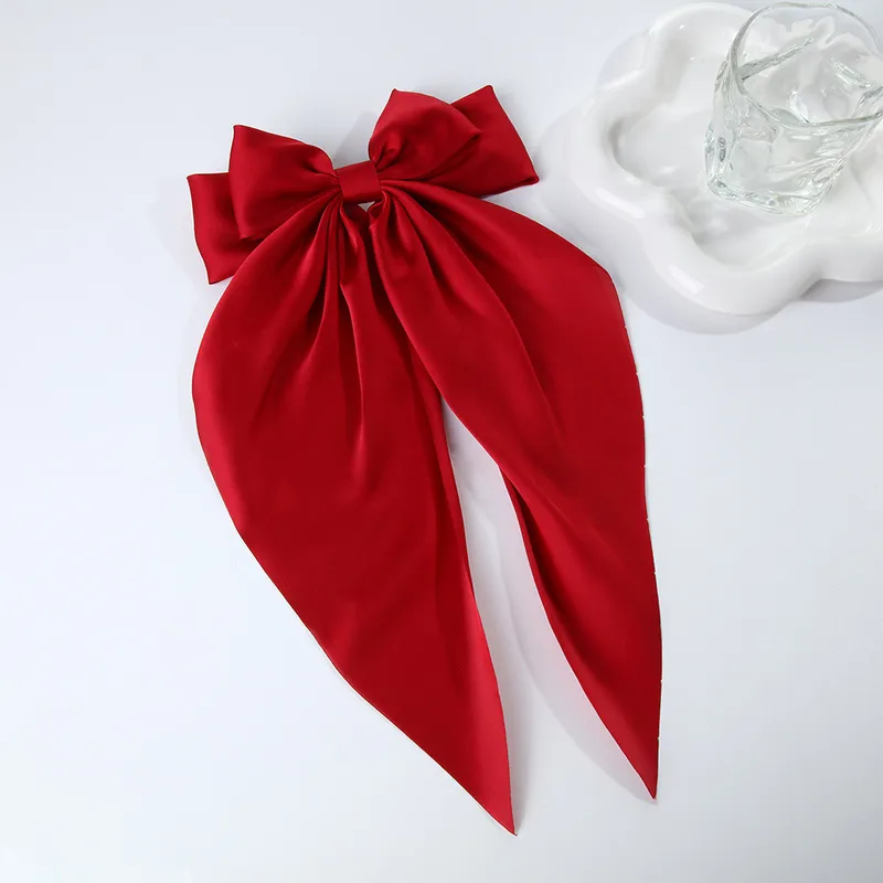 Silk Knot Hair Bow Wine Red Boutique HA