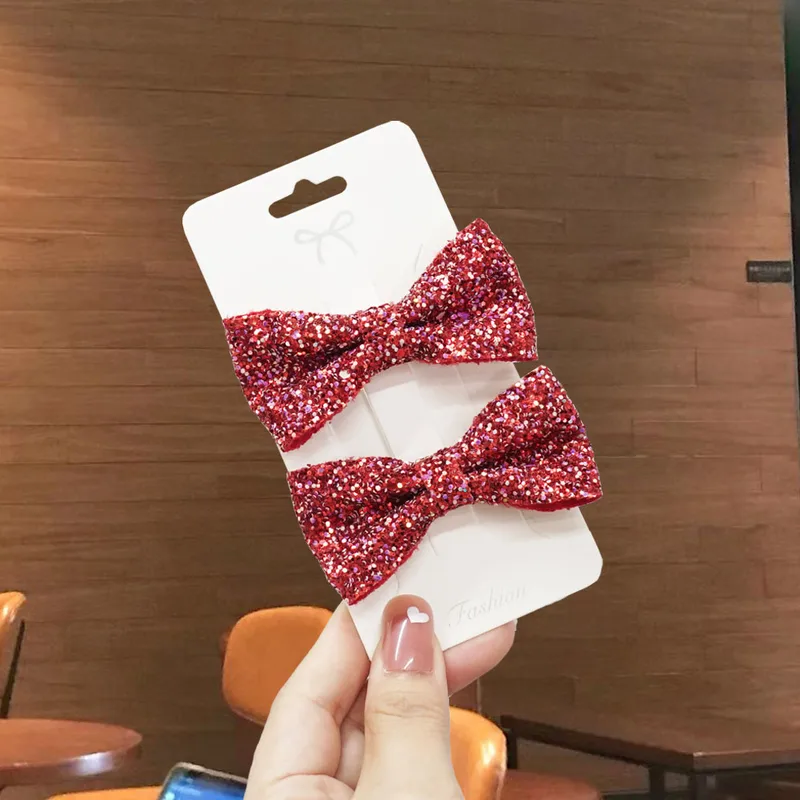 Glittered Dual Rose Red Hair Bow Boutique HA