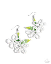 Load image into Gallery viewer, Beaded Blooms - White earrings
