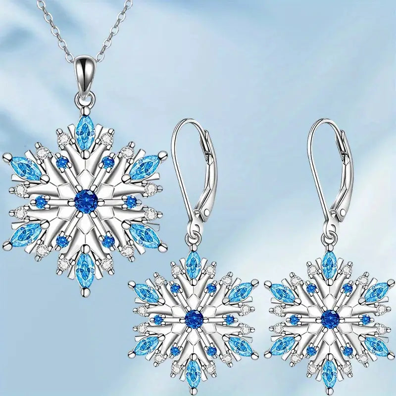Rhinestone Snowflake Jewelry Set Blue Boutique NL