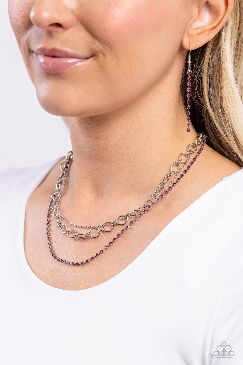 Tasteful Tiers - pink  necklace