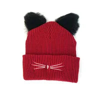 Kitty Stocking Knit Red Hat - Hats