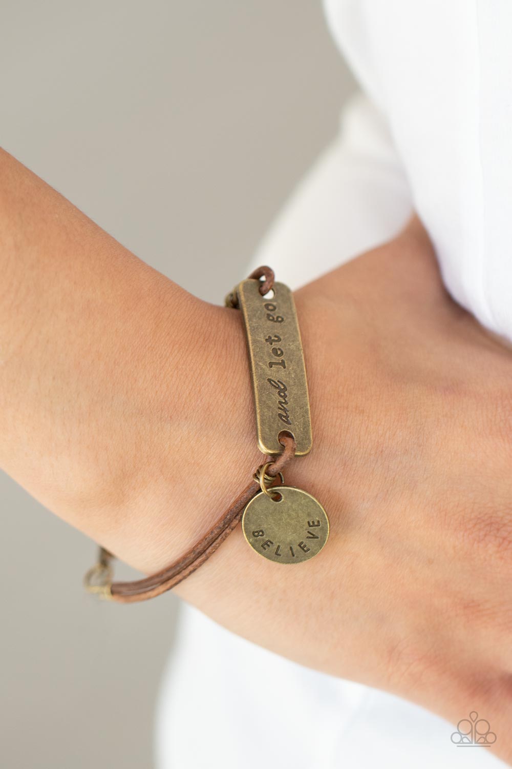 Believe and Let Go - Brass bracelet