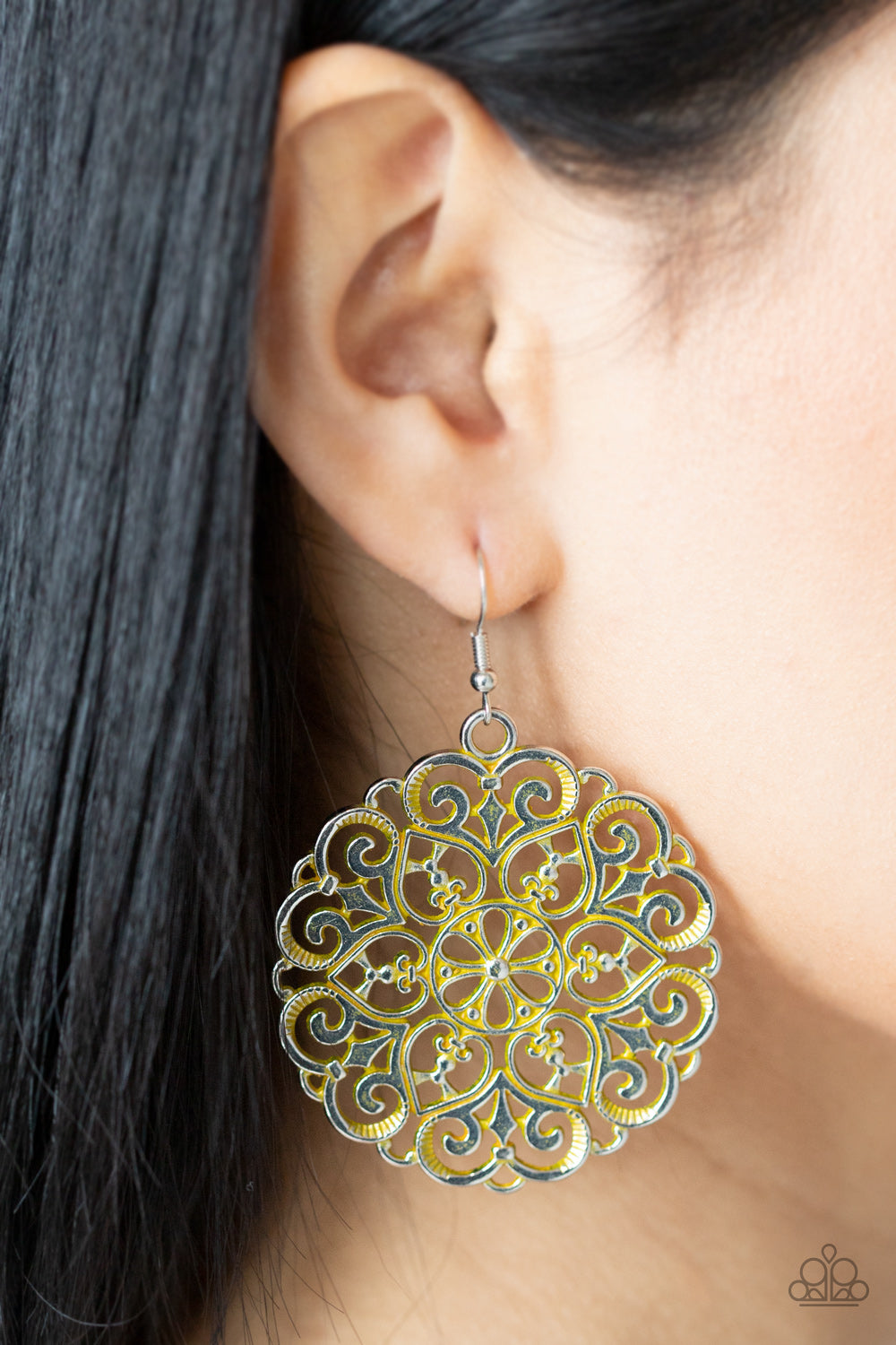 MANDALA Effect - Yellow earrings