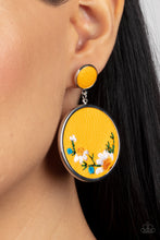 Load image into Gallery viewer, Embroidered Gardens - Yellow earrings
