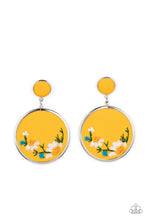 Load image into Gallery viewer, Embroidered Gardens - Yellow earrings
