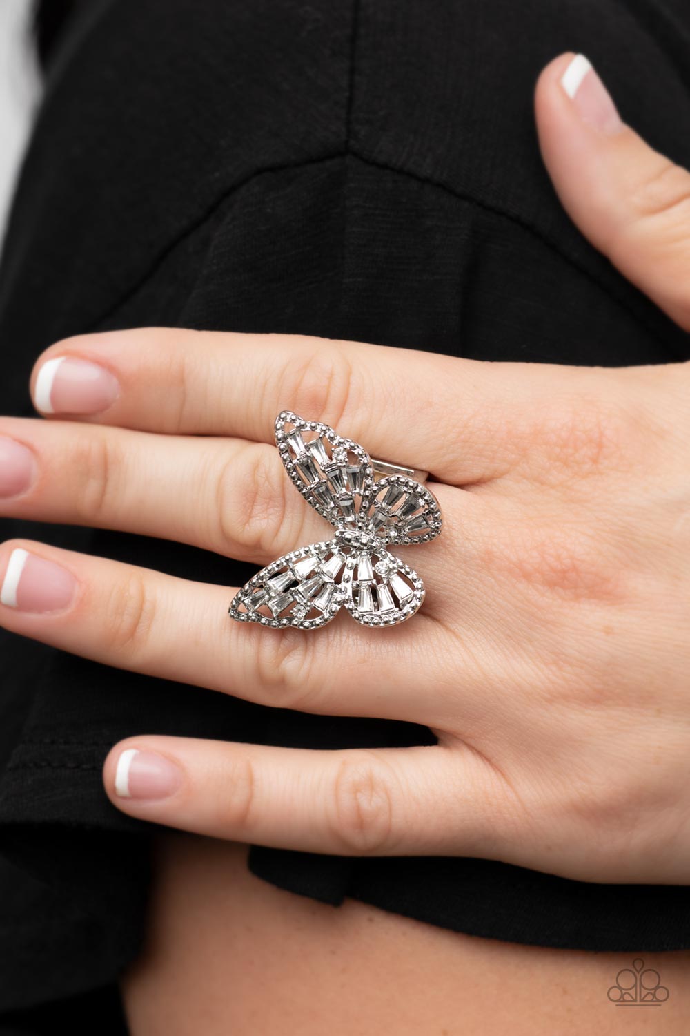 Bright-Eyed Butterfly - White ring