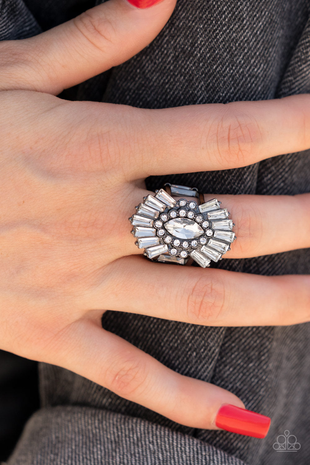 Daringly Deco - Black ring