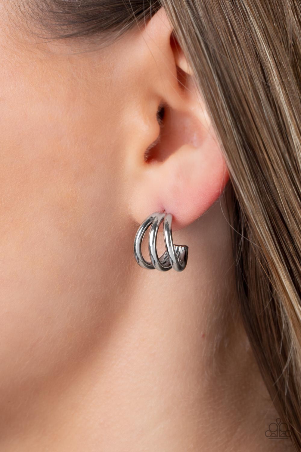 TRIPLE Down - Silver earrings